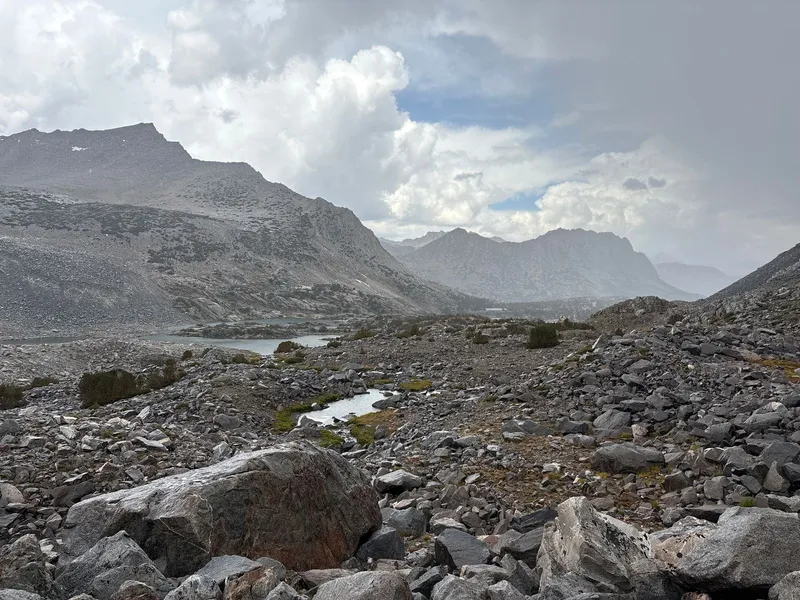 Looking back on Bishop Lake before climbing the pass.