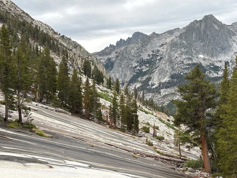 Dusy Branch Creek flowing over a slab of granite.